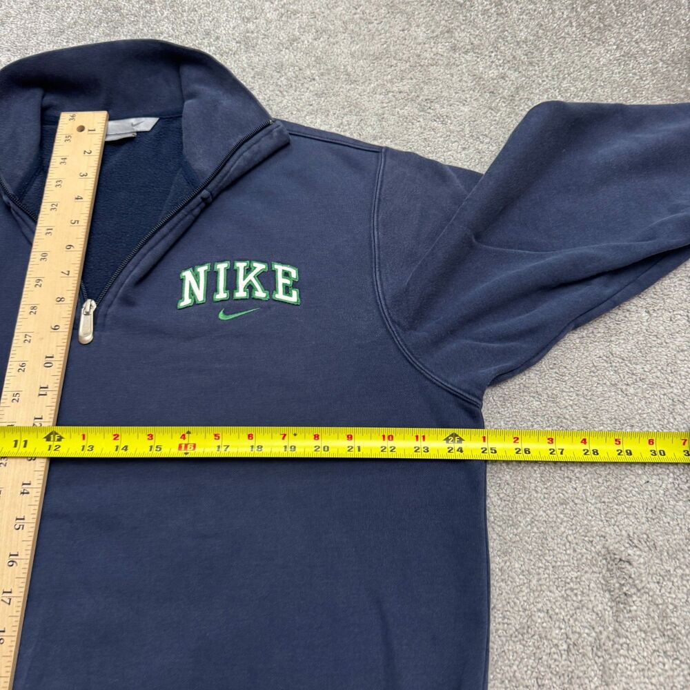 Vintage Y2K Nike Spellout Quarter Zip Pullover Sweatshirt Mens Large Navy Blue - Picture 11 of 13